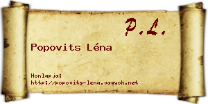 Popovits Léna névjegykártya